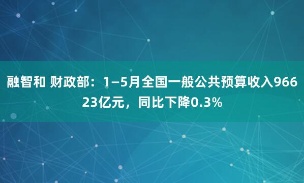 融智和 财政部：1—5月全国一般公共预算收入96623亿元，同比下降0.3%